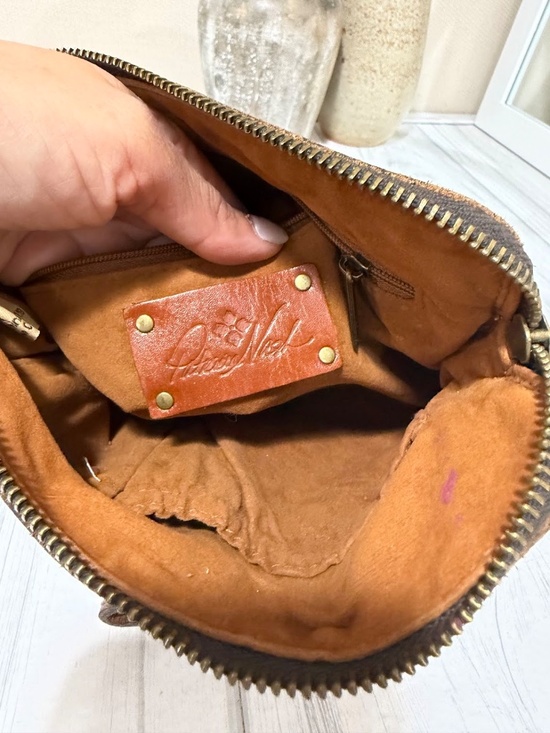 Patricia Nash Cassini Signature Map Print Brown Leather Wristlet Pouch - Picture 7 of 8